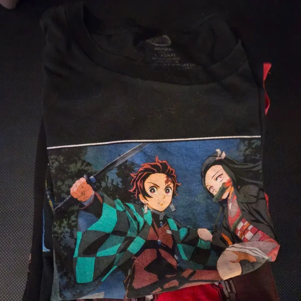 Demon Slayer T-Shirt Size Large Black Anime Tanjiro & Nezuko Graphic Tee Size L